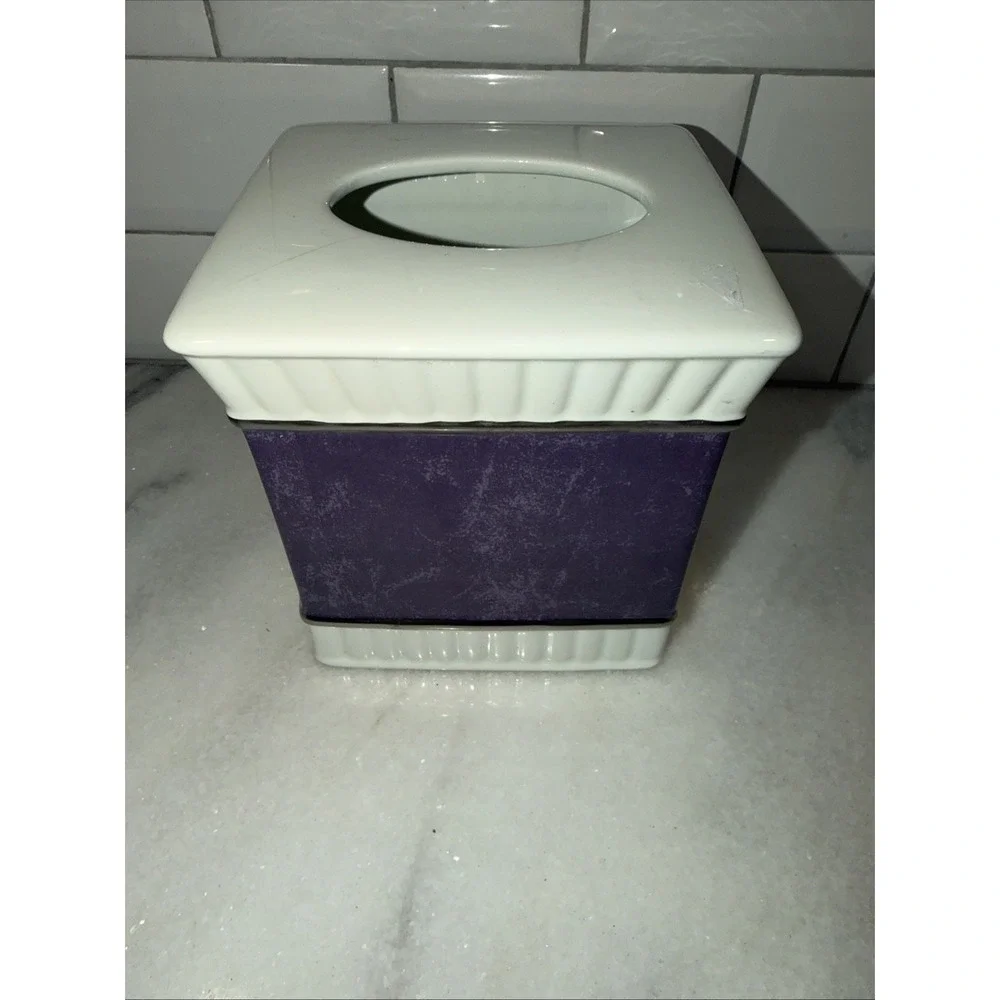 wamsutta Vintage Cream/eggplant Tissue‎ Box GE993